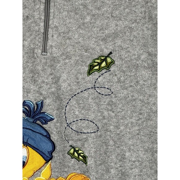Vintage Looney Tunes Tweety Embroidered Fall Gray Hoodie Quarter Zip Size XL - Picture 3 of 7
